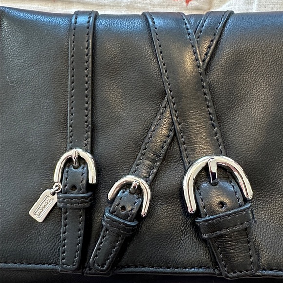 Coach Clutch/Wristlet Black Leather with Silver tone Buckle Detail - Picture 9 of 9
